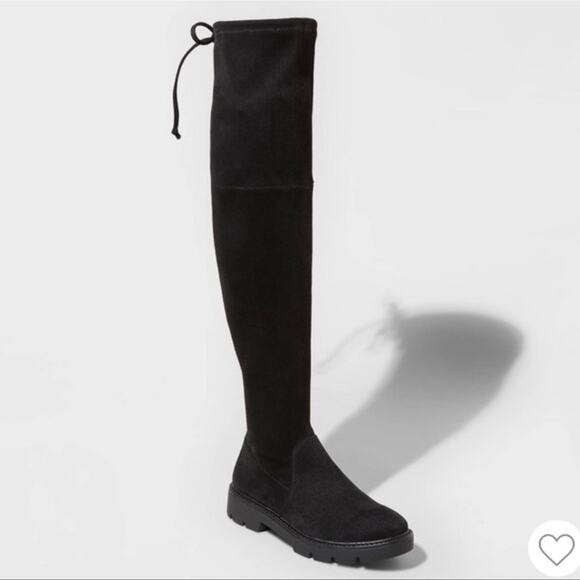 Over The Knee Boots Size 5.5 Womens Black Grunge Y2k Goth tie fall whimsigoth - Picture 1 of 5